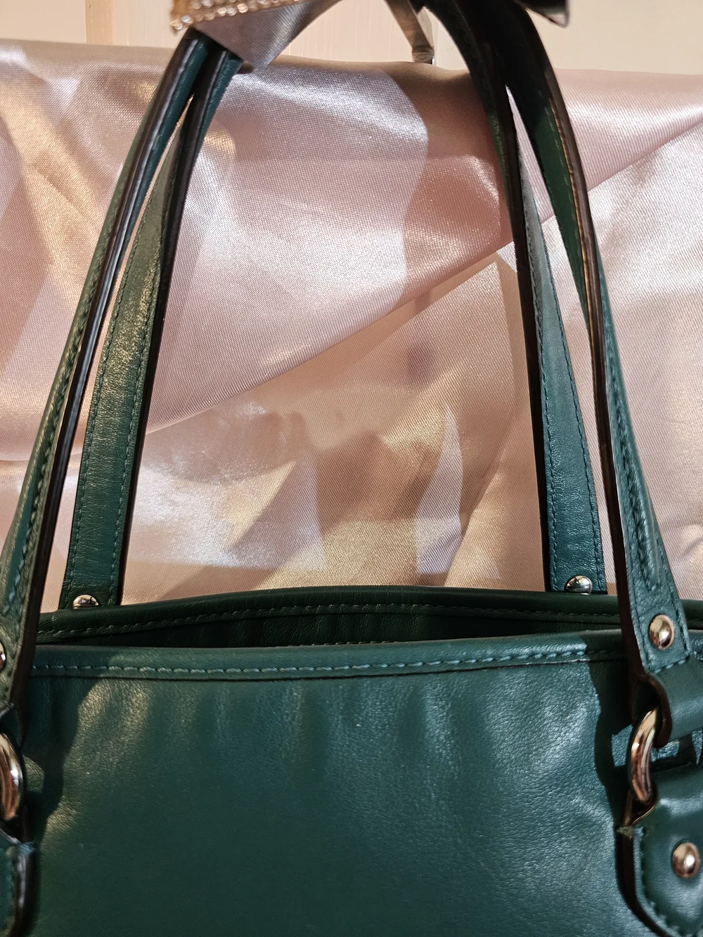 Coach Daisy Teal Leather Shoulder Bag & Matching Wallet Set Mint